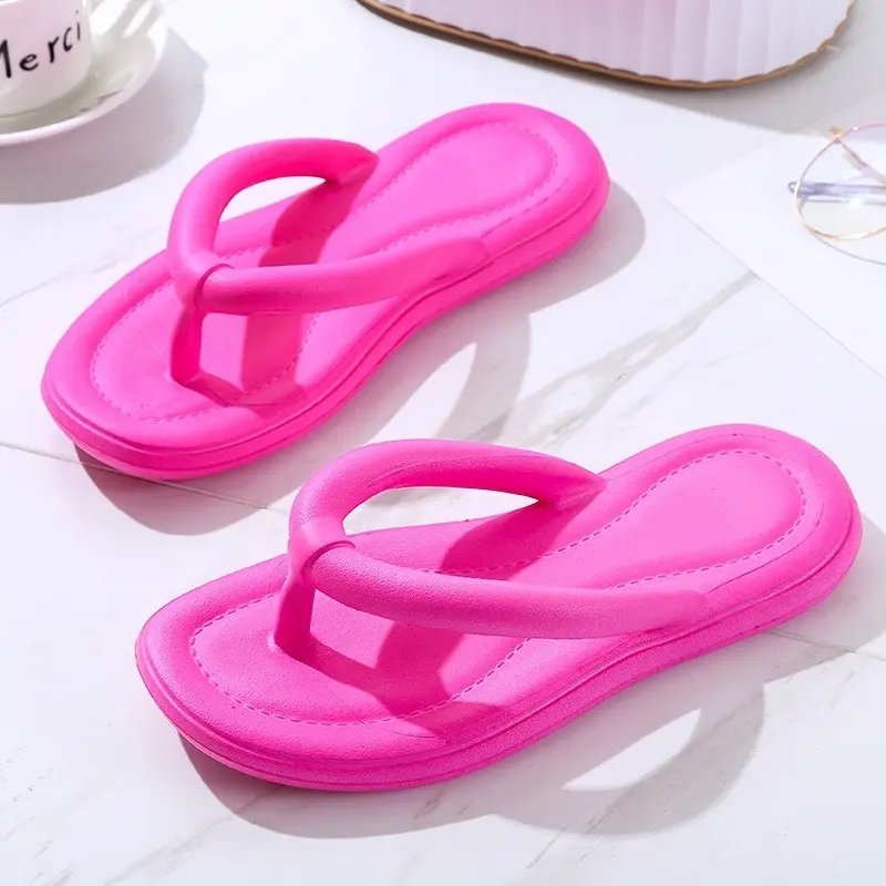 Dép xỏ ngón Nam Nữ Flip Flop chất Eva siêu nhẹ đi biển cực chất T001 Nhung Sandal Đồng DéP Đế Bằng 3