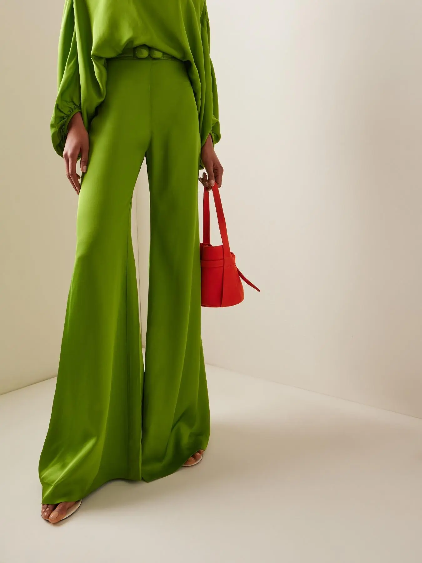 Women's Solid Elastic Waist Wide Leg Pants, Elegant Fashion Trousers for Daily Outdoor Wear, Women Bottoms for Summer
