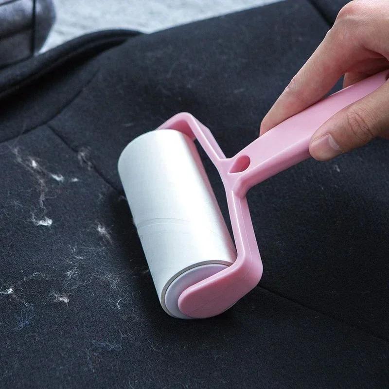 Product Introduction of Tearable Roll Paper Sticky Roller Dust Wiper Pet Hair Clothes Carpet Tousle Remover Portable Replaceable Cleaning Brush Tool 4