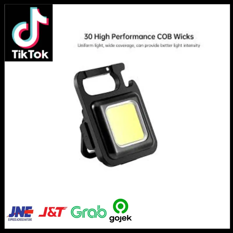( COD )Mini Cob Keychain Lampu Senter Led Portable Light Usb Rechargea 1