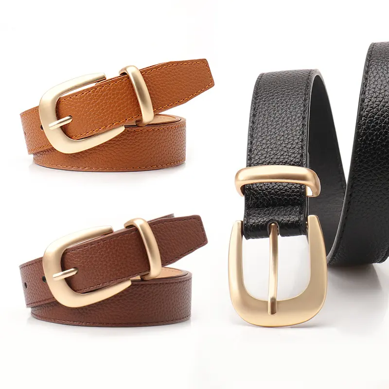 New fashion belt women all-match mute battery buckle WOMEN'S belt simple Korean style decoration belt