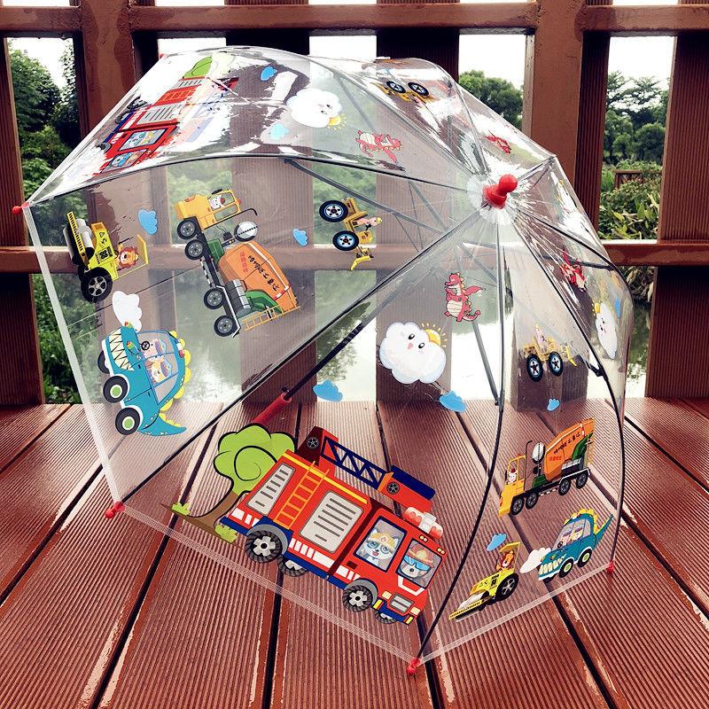 Product Introduction of New Fire Truck Engineering Team Transparent Children's Umbrella Kindergarten Creative Cute Cartoon Baby Student Boy Umbrella 2