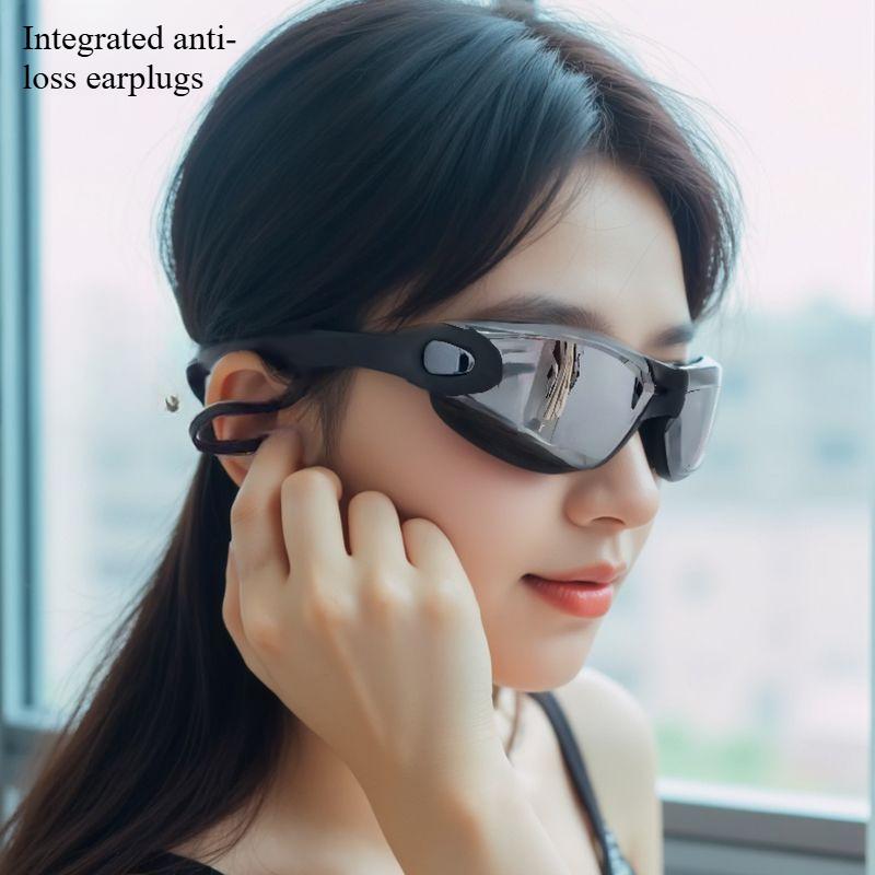 Kính Bơi, Unisex, Hàng Mới Về, Không Thấm Nước Và Chống Sương Mù, Thích Hợp Đua Xe, Cận Thị Gọng Nhỏ Đặc Biệt, Bao Gồm Mũ Bơi, Bộ Phải Có 0