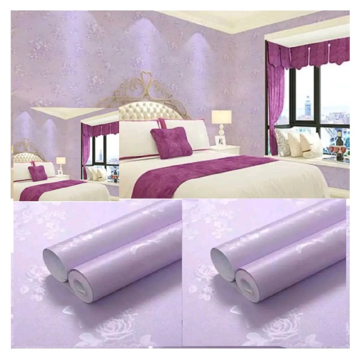 WALPAPER STIKER DINDING KAMAR DAN RUANG TAMU MOTIF EMBOS / UNGU / BIRU / PINK / PUTIH / WALLPAPER DEKORASI