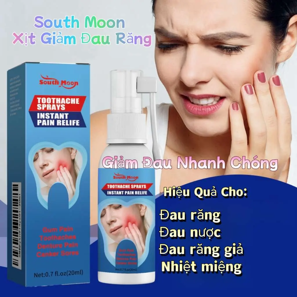 South Moon Xịt Chăm Sóc Răng Miệng | Giảm Đau Nhức Răng | Dịu Nhẹ Nướu | Phòng Ngừa Sâu Răng | 20ml Tiện Lợi | Chiết Xuất Glycerin & Bạc Hà | Bảo Vệ Răng Miệng Toàn Diện