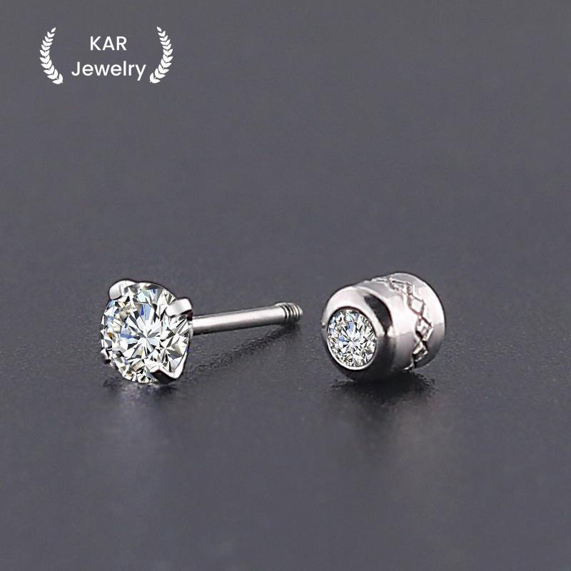 Bông Tai Kim Cương Chất Liệu Titan Không Gỉ Dành Cho Nam Và Nữ 1 Chiếc