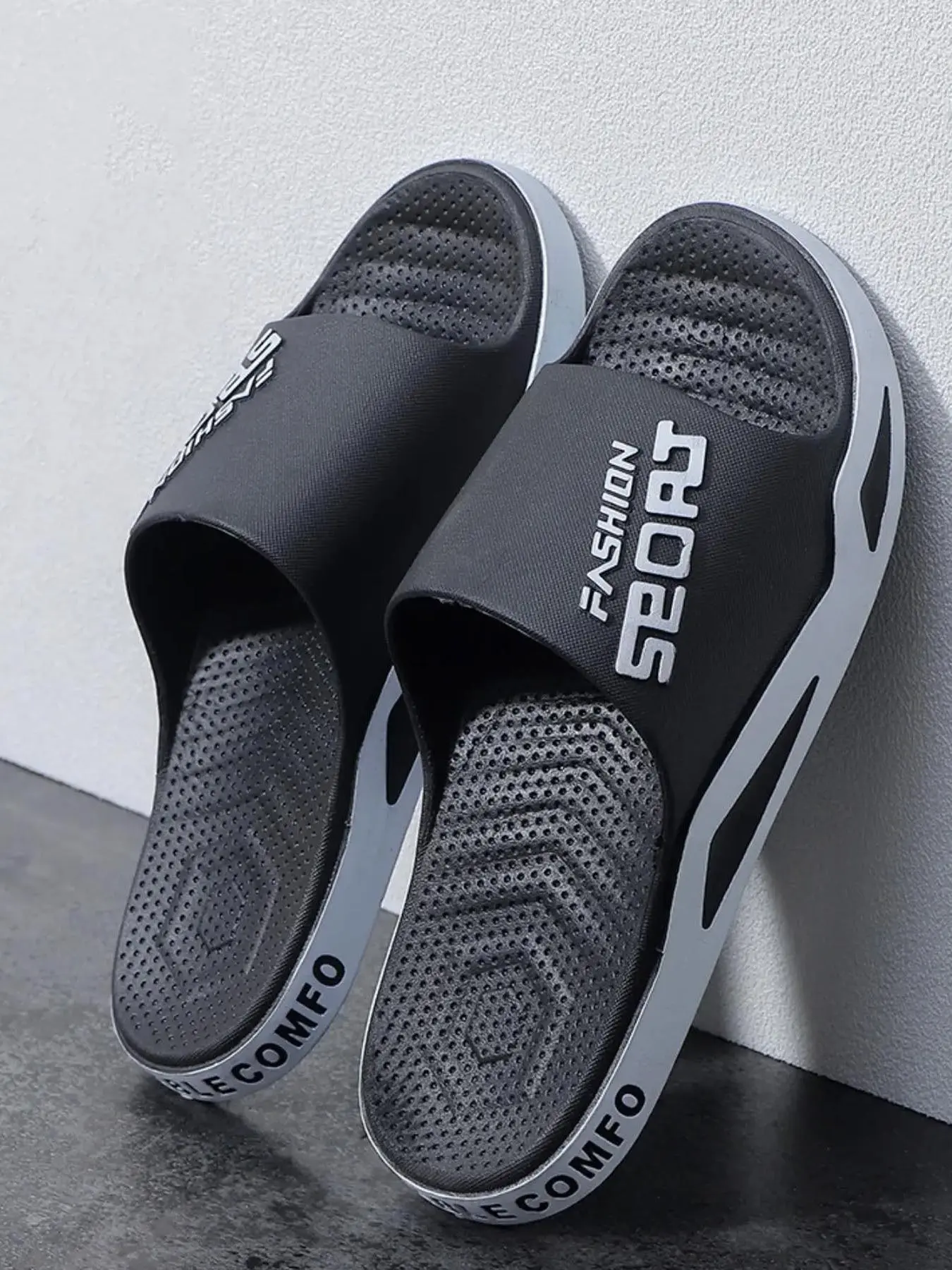 Women's Fashionable Color-block Letter Pattern Slides, Casual Soft Comfortable Non-slip Home Slippers, Bathroom Slippers, Summer Barefoot Shoes for Indoor & Outdoor Wear
