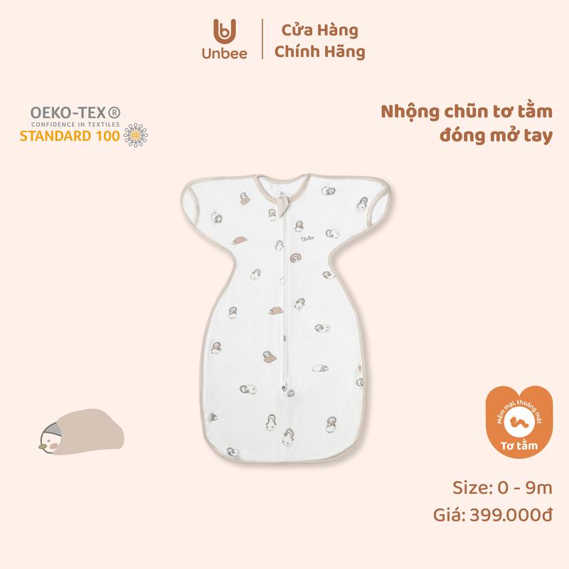 [UNBEE] Nhộng Chũn Mở Tay Chất Liệu Tơ Tằm Mềm Mại Thoải Mái Cho Bé Từ 0-9M