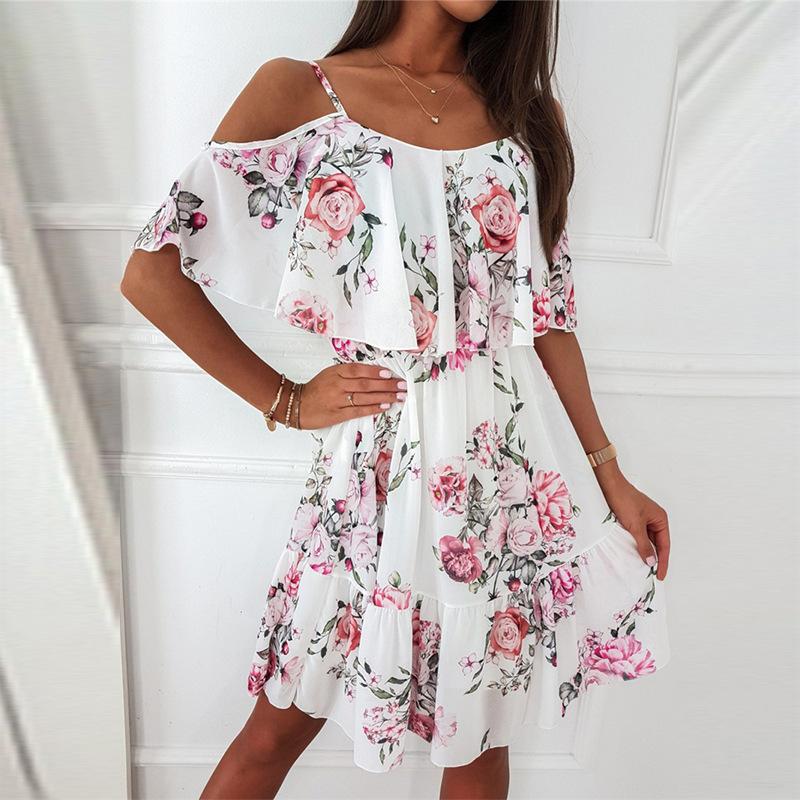 2025 new spring chiffon strapless printing sexy dress fashion dress 3