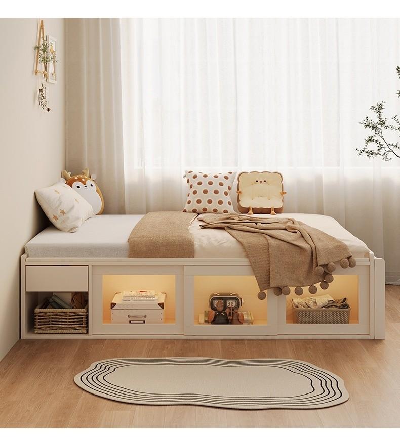 Product Introduction of [Pre-order]Children's small-sized bedroom one meter two children's storage high box bed, milk oil wind single bed 7
