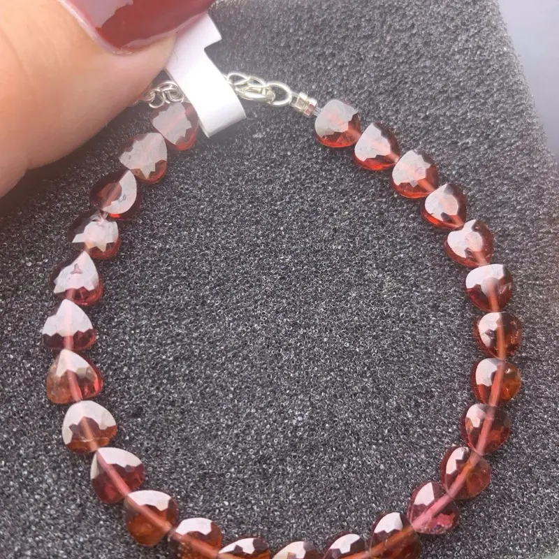 Vòng tay garnet tim 6li khoá cài s925