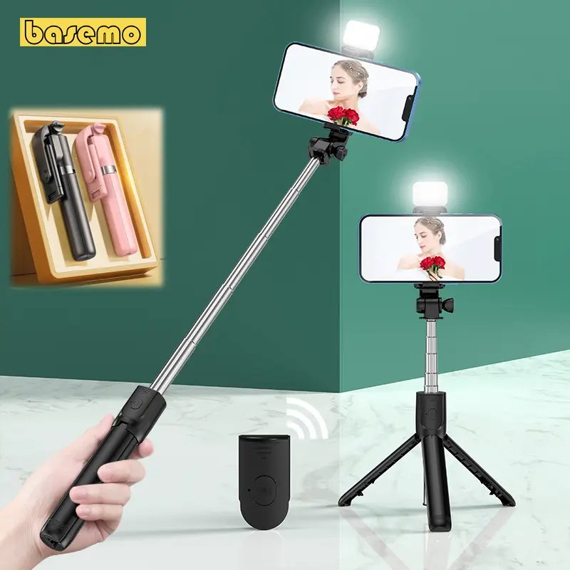 gậy selfie không dây gậy selfie chân máy có đèn Bluetooth điều khiển từ xa chân máy có thể thu vào phù hợp với điện thoại di động iPhone phát trực tiếp TikTok