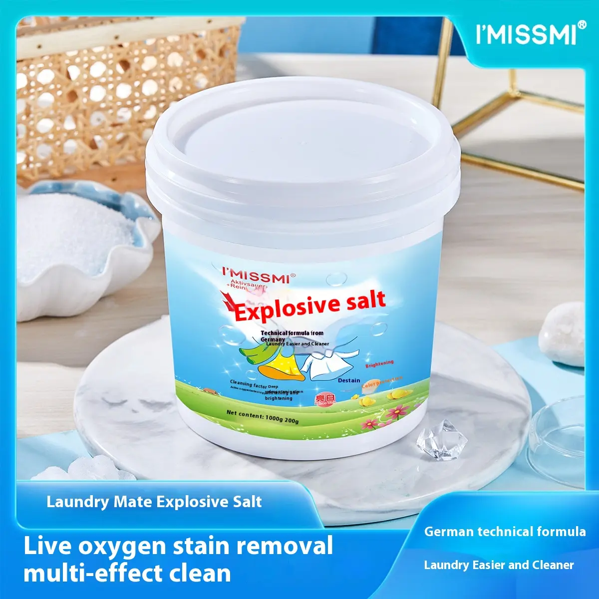 Bột tẩy trắng, Explosion Salt, Bán Buôn, Tẩy vết bẩn và làm trắng, Thích hợp cho quần áo trắng, Hàng có sẵn, Giao Hàng Nhanh, [Tại Chỗ]