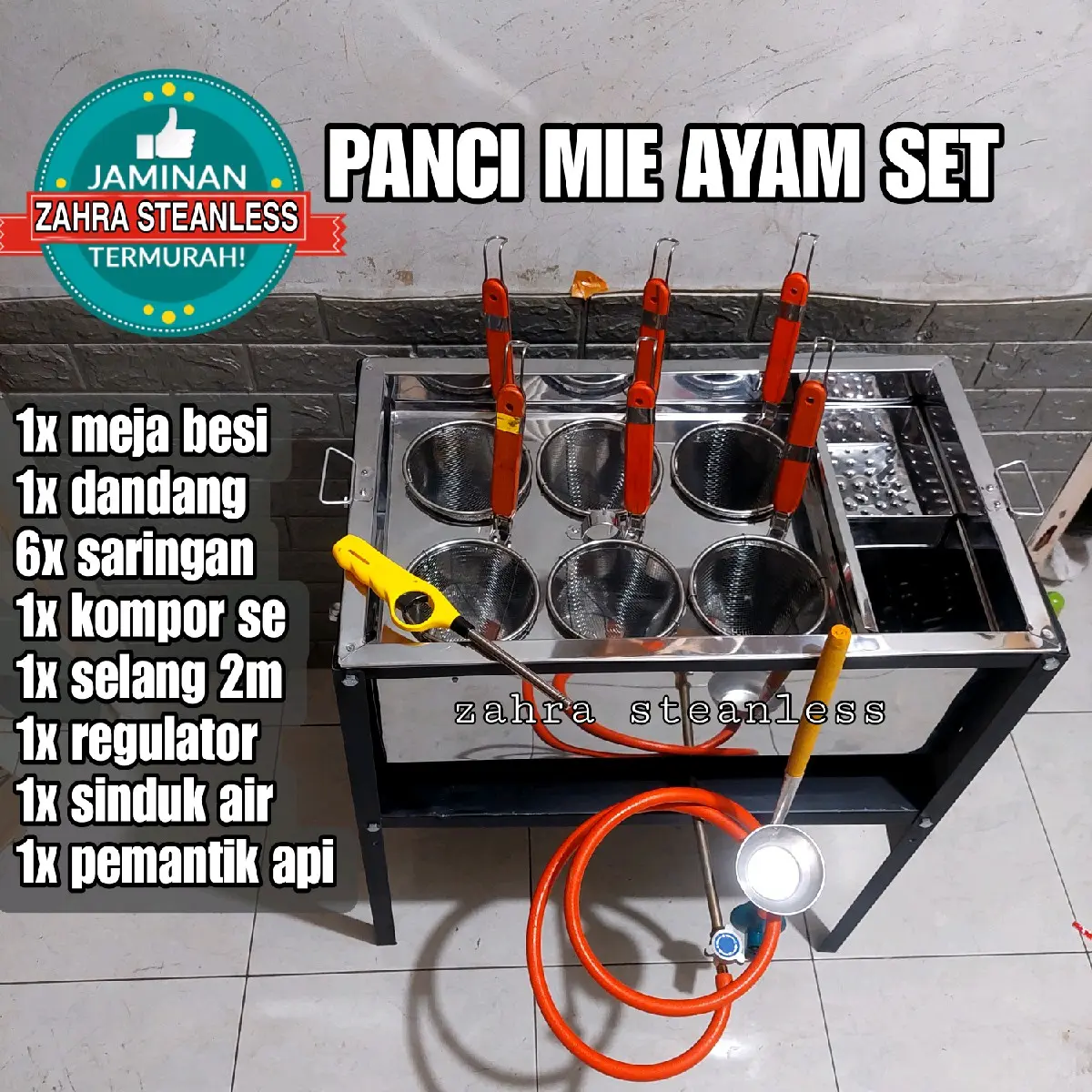 Dandang Mie Ayam 6 Lubang plus Kuah Set Lengkap/Panci Mie Ayam/Tong Mie