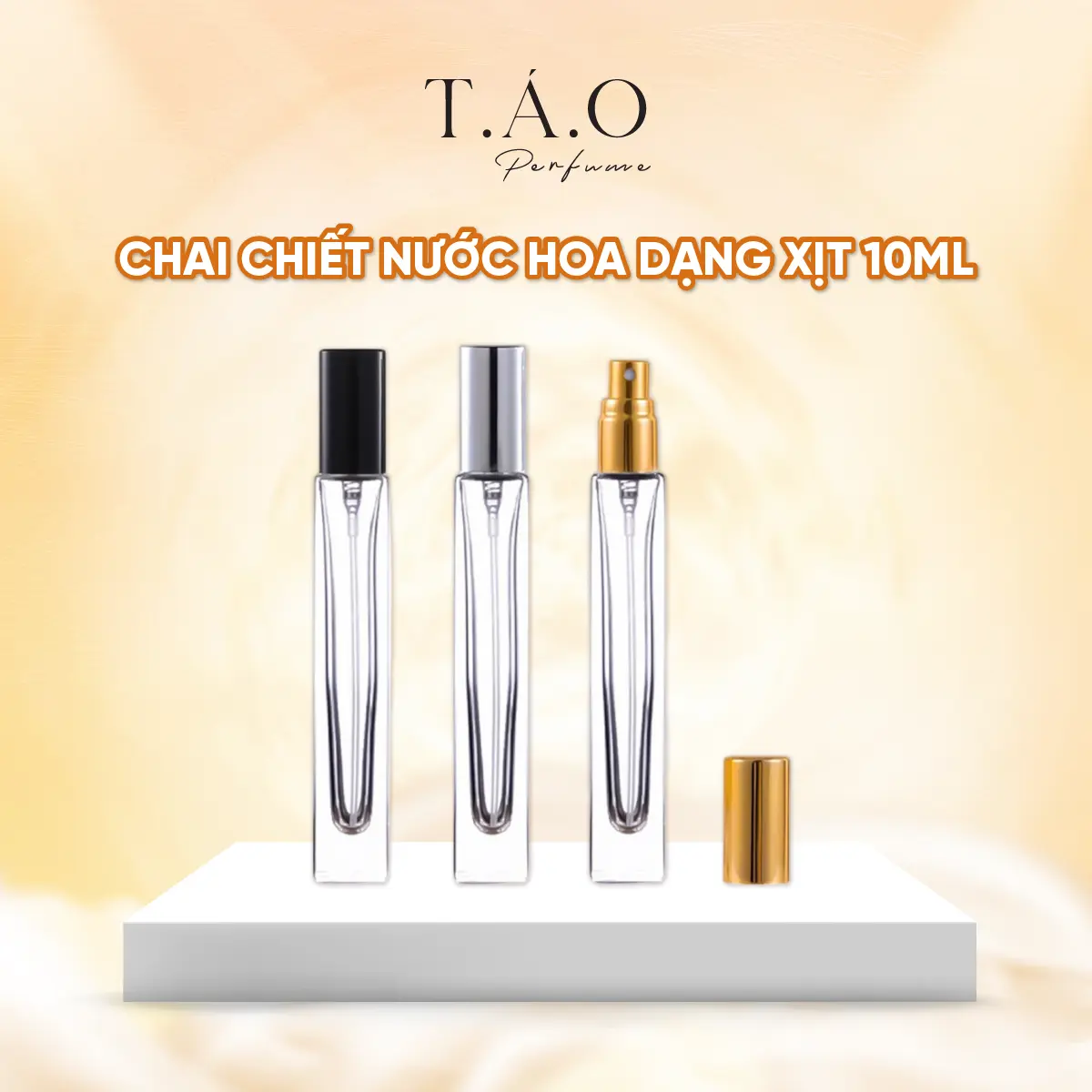 [Vỏ rỗng]  Chai lọ thủy tinh 10ml trụ vuông dày dặn dùng để chiết nước hoa, mỹ phẩm ,serum