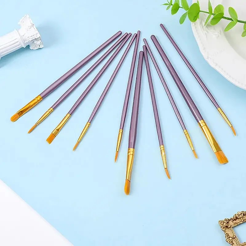 10 Cái/bộ Cọ Vẽ Màu Nước Nylon Bộ Cọ Vẽ Acrylic Màu Sắc Mới Đồ Dùng Nghệ Thuật Cọ Vẽ Sơn Chuyên Nghiệp Cọ Vẽ Sơn Dầu 6
