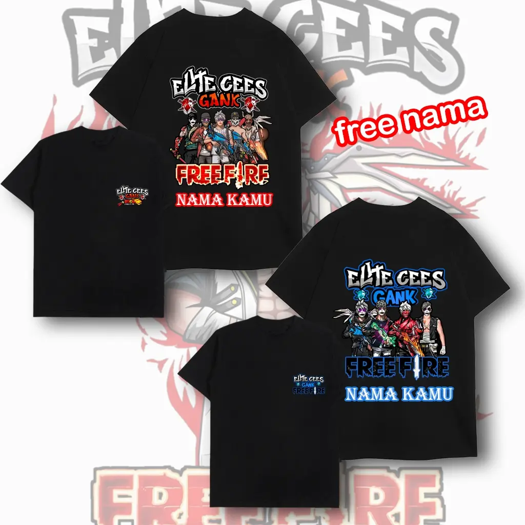 Baju Free Fire Elite Cees Anak – Kaos FF Cowok Cewek, Fashion Gaming Keren, Adem, Cocok untuk Harian