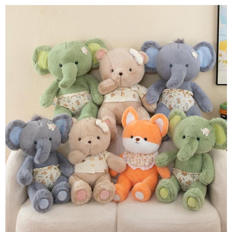 Gấu bông voi, gấu nâu, cáo vàng lông dài cao cấp, Gấu bông siêu xinh, chất lượng cao Thú Bông Thú Nhồi Bông Toy Đồ Chơi