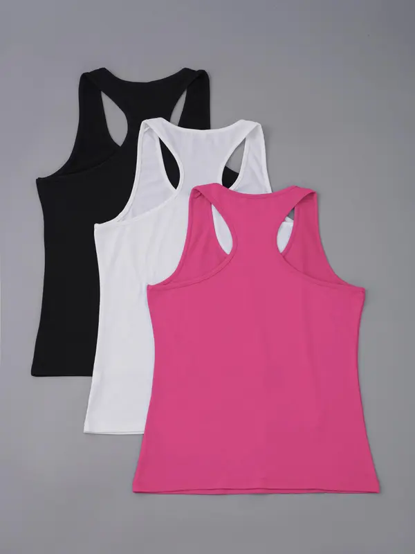 Women's Solid Sports Tank Top, Breathable Comfortable Sports Top, Ladies Sportswear for Indoor Outdoor Wear 7