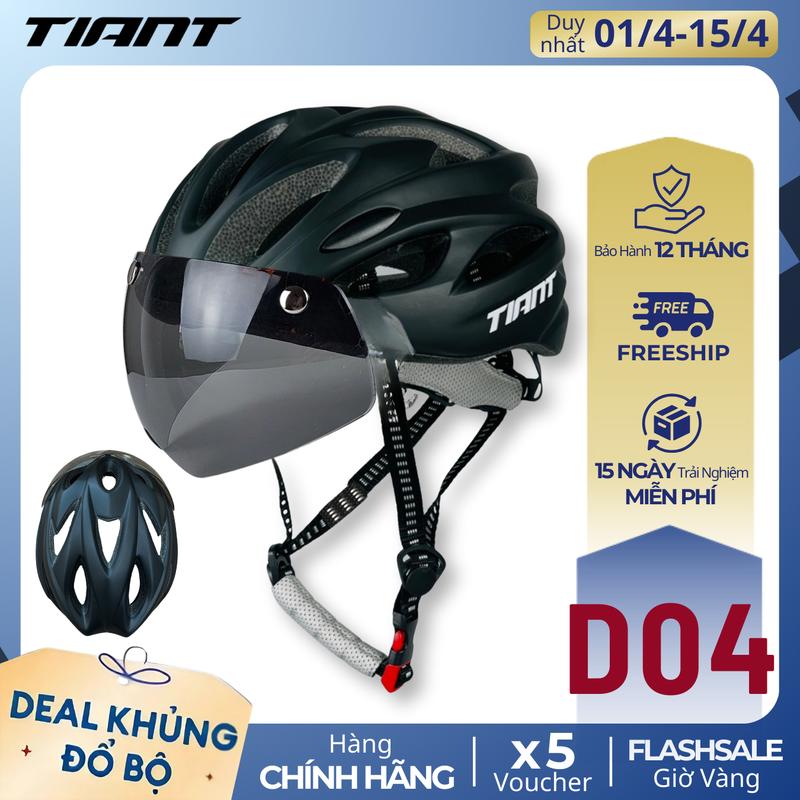  NÓN BẢO HIỂM XE ĐẠP TIANT D04 kính nam châm thể thao siêu nhẹ có tăng chỉnh kích cỡ - Bảo hành 12 tháng 