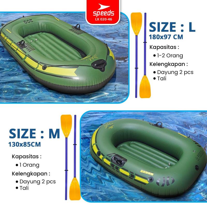 Product Introduction of SPEEDS Perahu Karet Tiup Mancing Kayak + Dayung Inflatable Rafting Sport Boat 2 Orang Arung Jeram 020-46 4