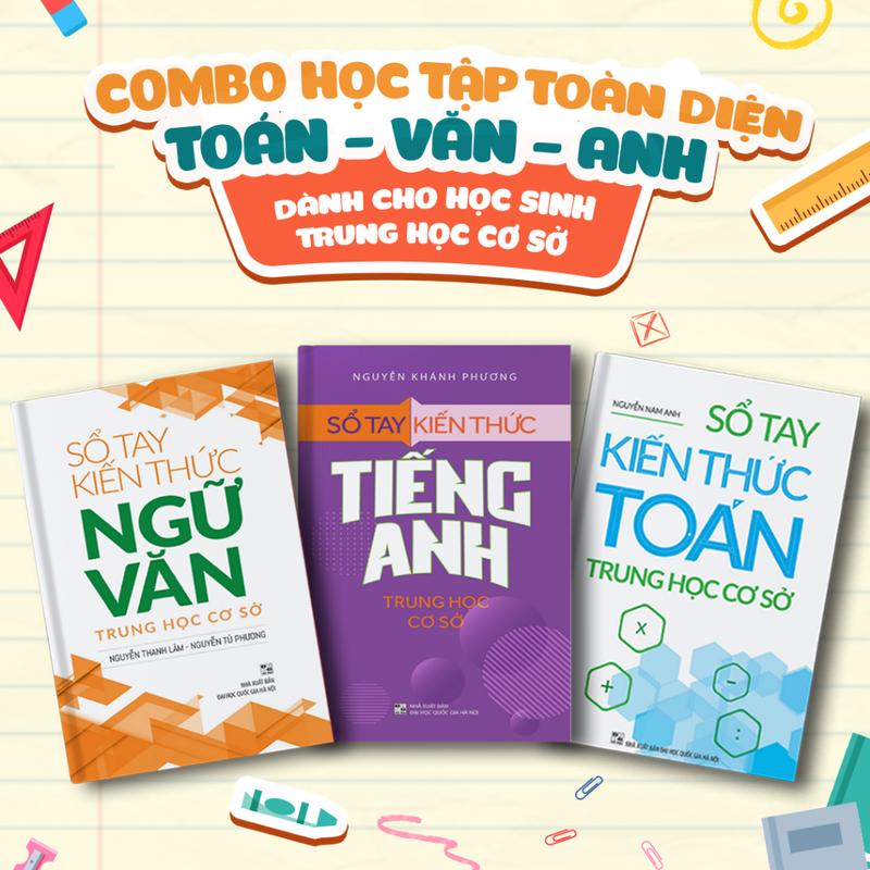 Sách Combo 3 Cuốn Sổ Tay Kiến Thức Toán + Ngữ văn + Tiếng Anh Trung Học Cơ Sở