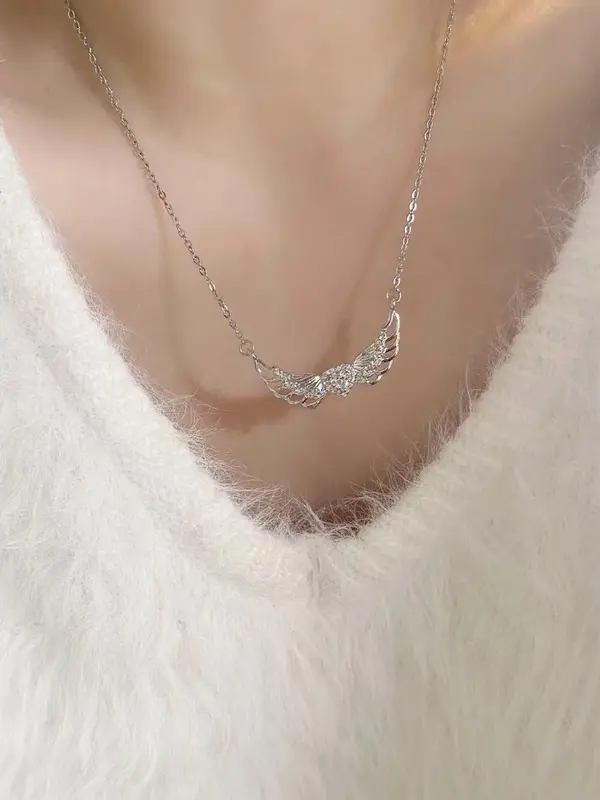 Fashion Angel Wing Design Pendant Necklace for Women & Girls, Fashion Jewelry for Party, Daily Clothing Decor, Trendy All-match & Exquisite Jewelry for Birthday Gift 3