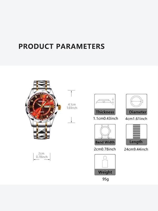Men's Business Round Dial Analog Quartz Watch, Fashion Watch for Party, Daily Clothing Decor, Trendy All-match & Exquisite Watch for Birthday Gift with Box 1