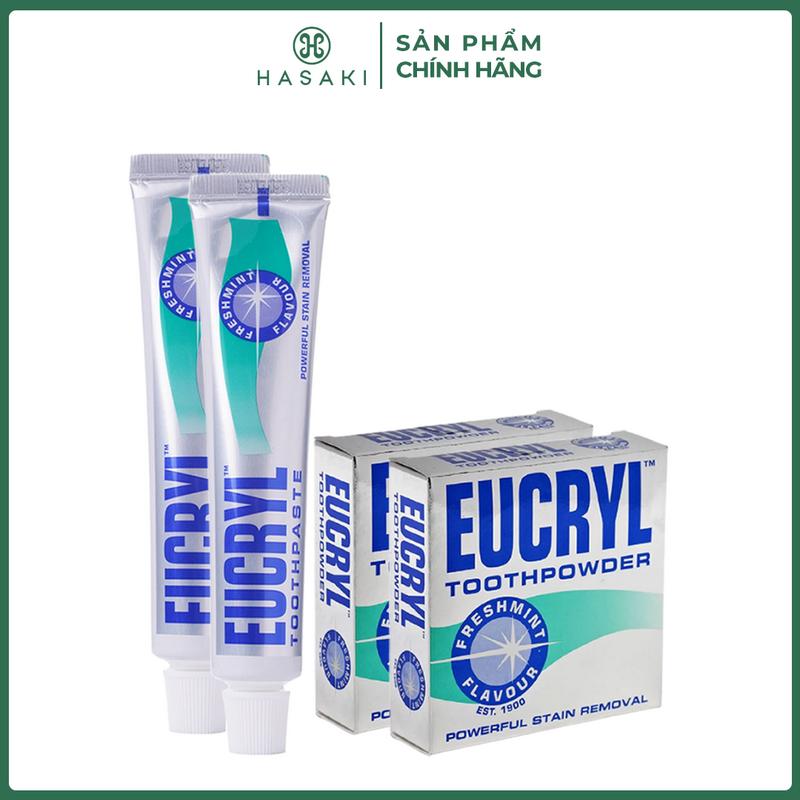 Combo Eucryl 2 Kem Đánh Răng 62g & 2 Bột Hỗ Trợ Làm Trắng Răng Hương Bạc Hà 50g Tooth Paste Freshmint + Tooth Powder Freshmint | HASAKI BEAUTY