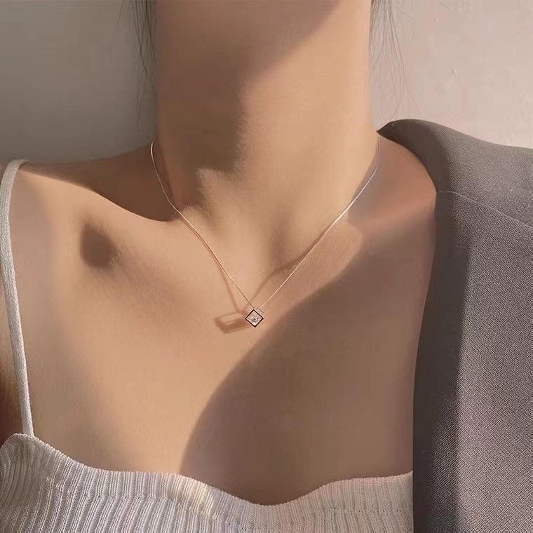 Dây Chuyền nữ B.Ta mặt hình khối lập phương đá lấp lánh TMJ (Ảnh Thật , Có Bảo Hành Làm Sáng) 2