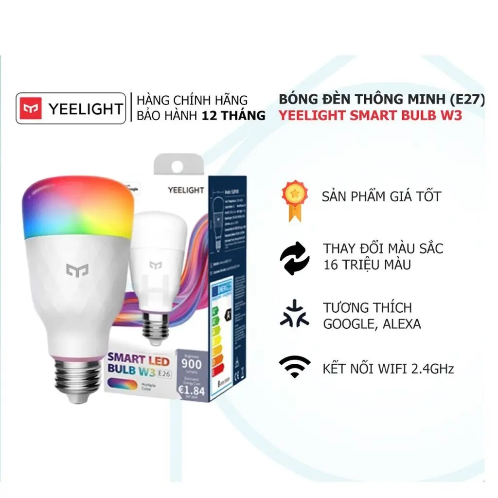 Bóng đèn LED thông minh Yeelight W3 E26/E27, điều khiển App, đèn RGB, bản quốc tế