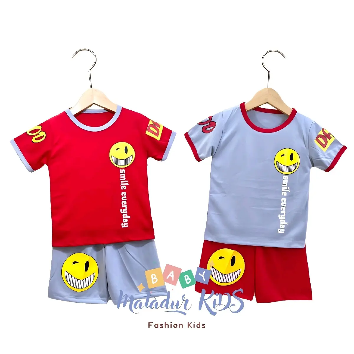 Setelan Anak Cowok Bahan Katun Lengan Pendek baju celana
