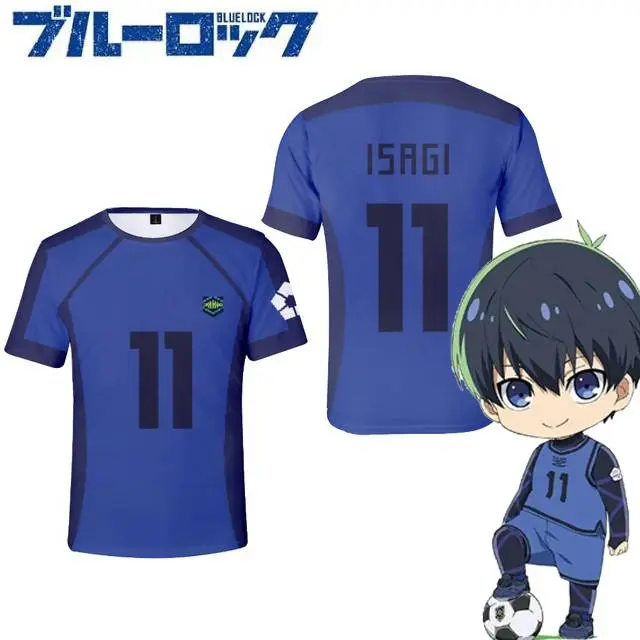 Áo phông anime có khóa Xanh Biển , áo sơ mi cosplay ngắn tay unisex, áo sơ mi giản dị, áo thun rộng rãi, áo sơ mi Yoichi plus size 0