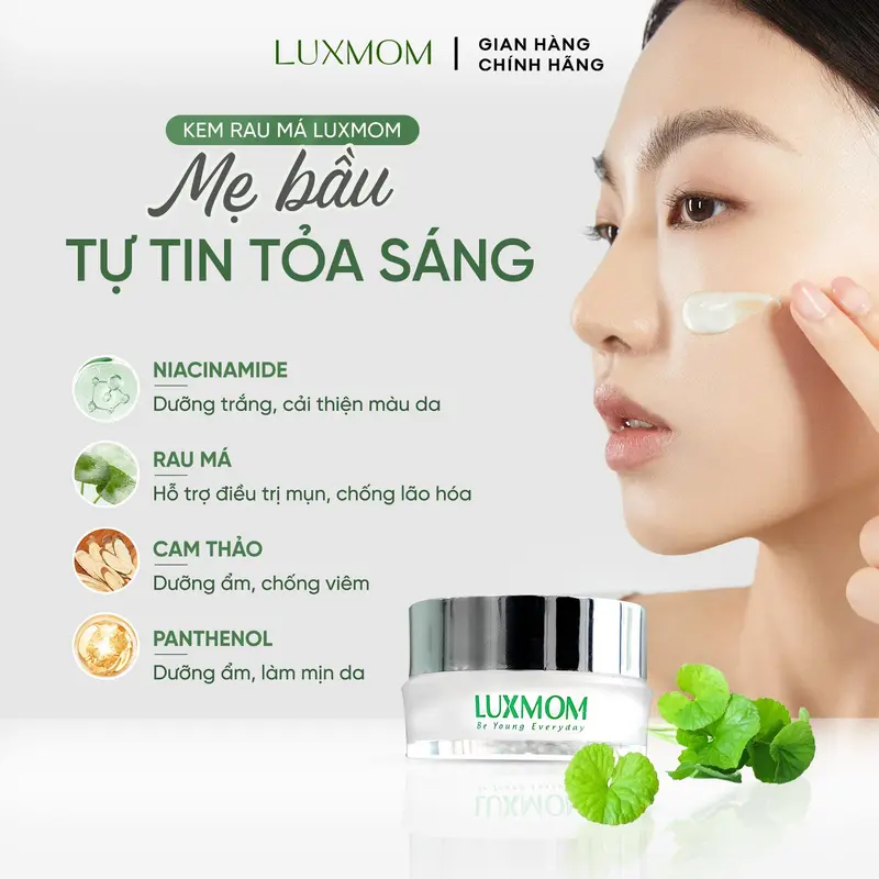 Kem Dưỡng Rau Má Luxmom 20G + Hỗ Trợ Trắng Da, Cấp Ẩm Chuyên Sâu 1