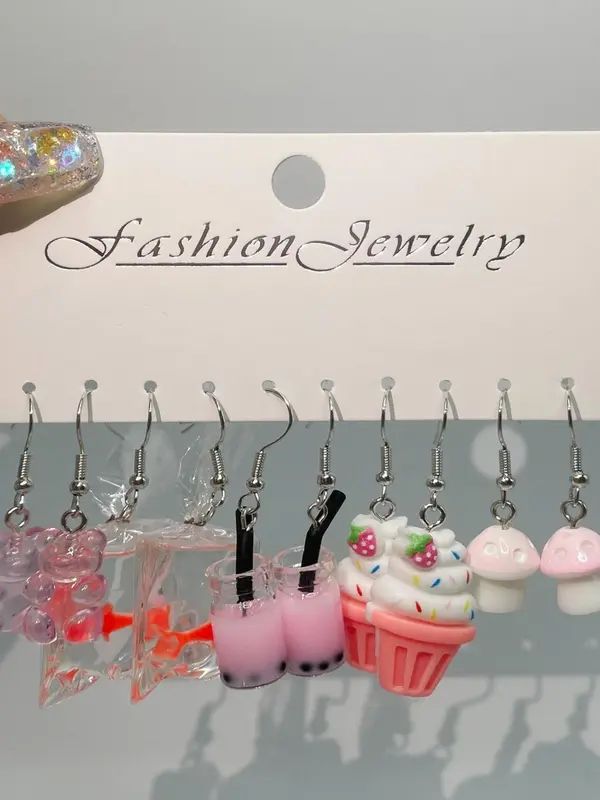 Cute Cartoon Food & Drink Design Dangle Earrings, Fashion Jewelry for Party, Daily Clothing Decor, Trendy All-match & Exquisite Jewelry for Birthday Gift 6