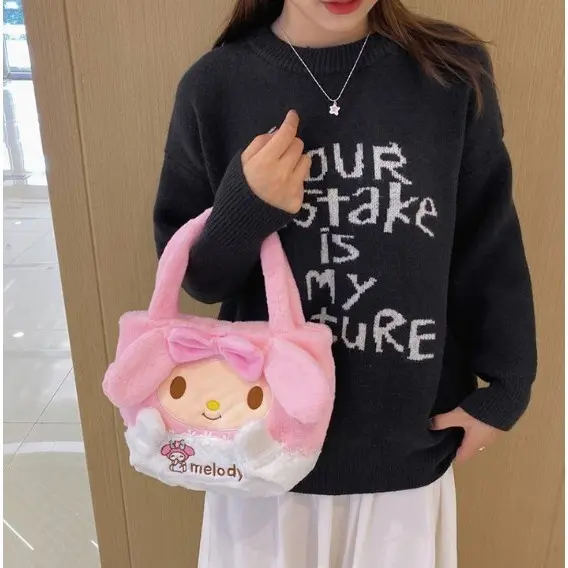 Túi Nhồi Bông Sanrio, Có Cinnamoroll, Melody, Kuromi, Dành Cho Nữ, Túi Tote Túi Xách, Túi Đeo Vai, Thời Trang, túi Messenger Nữ, Thích Hợp Làm Quà Tặng Bé Gái Bag Da 6