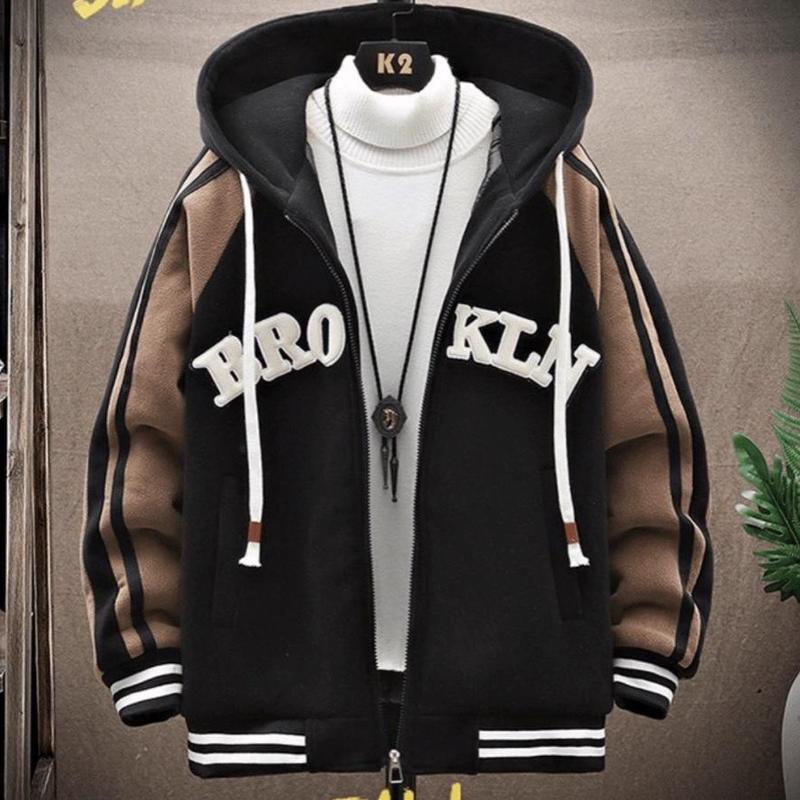 ÁO KHOÁC NỈ NAM DÂY KÉO CÓ MŨ LOGO THÊU THỜI TRANG MỚI Menswear Hoodie