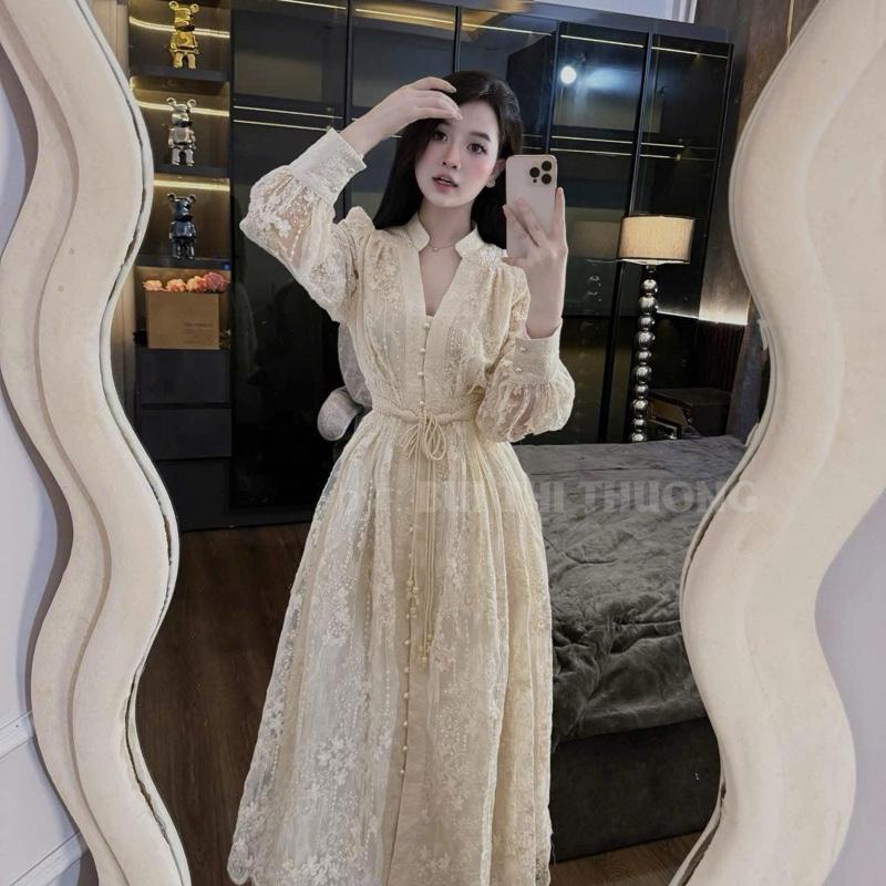 Váy Ren Dài Tay Cvay dài Cúc Ngọc Chuẩn Tag Mac L1 (Tl35) 2