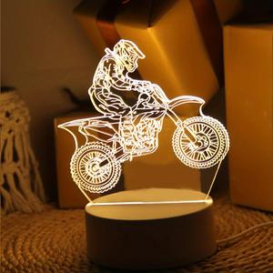 Luz nocturna de motocicleta 3D, diseño creativo con enchufe USB y lista para usar, iluminación decorativa de motocicleta para dormitorio y sala de estar