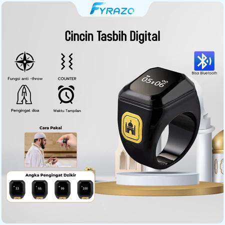 Cincin Tasbih Digital Smart Zikr Ring LED Display Bluetooth Tasbeeh Counter Tahan Air 0