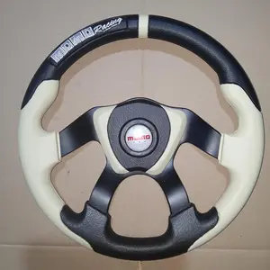 Setir mobil racing ring 4 tutup ukir warna cream