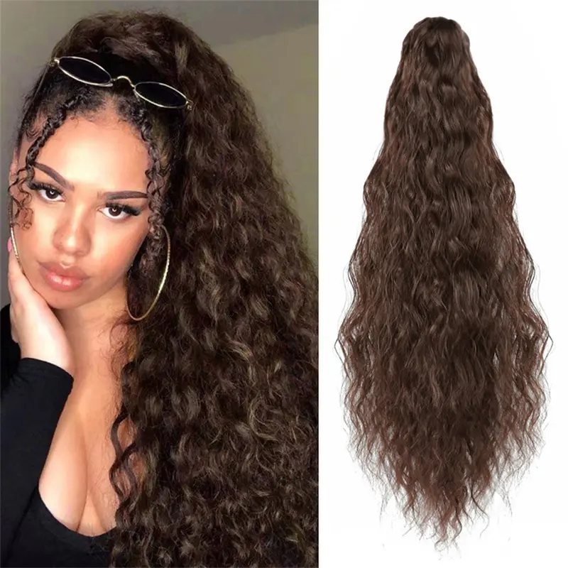 Tóc Nối Đuôi Ngựa Xoăn, Dài 22 Inch, Dành Cho Nữ, Tóc Tổng Hợp, Kiểu Kẹp Tóc Nối 3