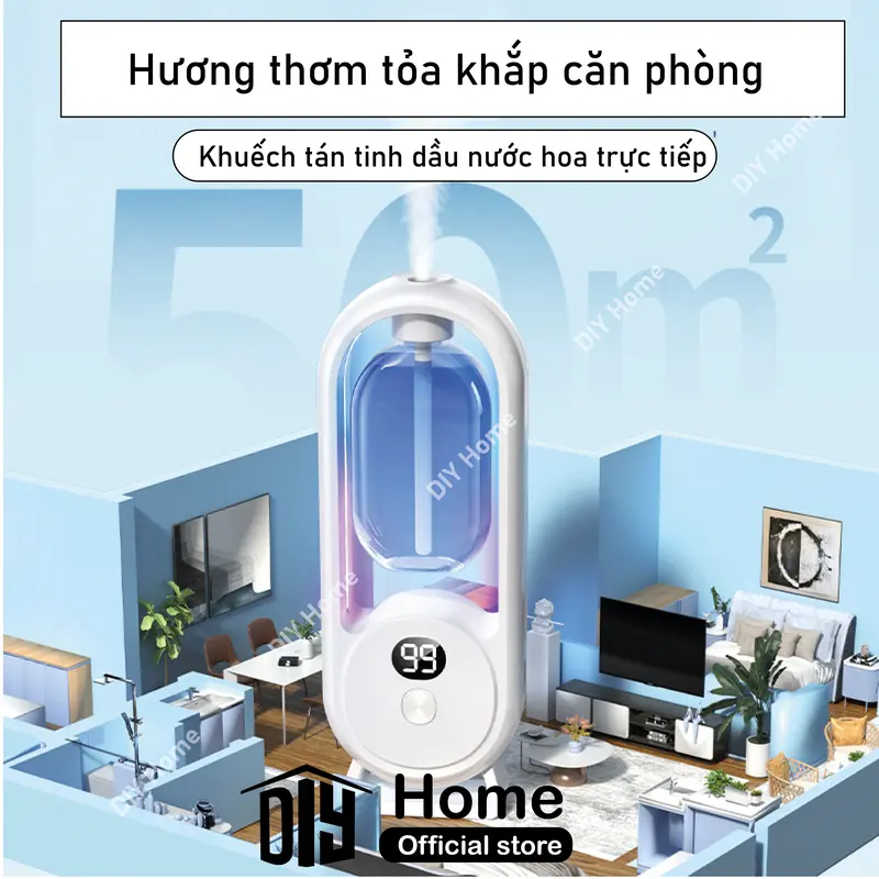 Máy xông tinh dầu PW34 2025 tự động 5 chế độ xông hương thơm nhẹ dịu lưu hương lâu 5