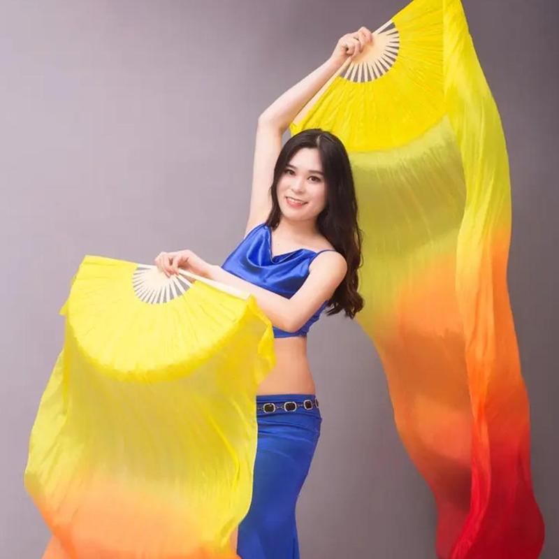 Product Introduction of Long Dance Fan Belly Dance Performance Long Fans Multicolor Bamboo Fan Bamboo Multicolor Fan J8O0 21