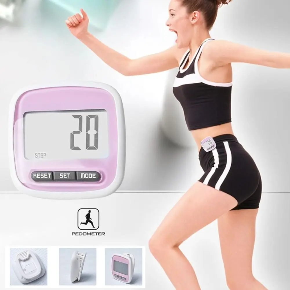 Portable ABS 3D Tri-Axiis Pedometer Digital Display with Clip Step Counter Steps Tracker Unisex