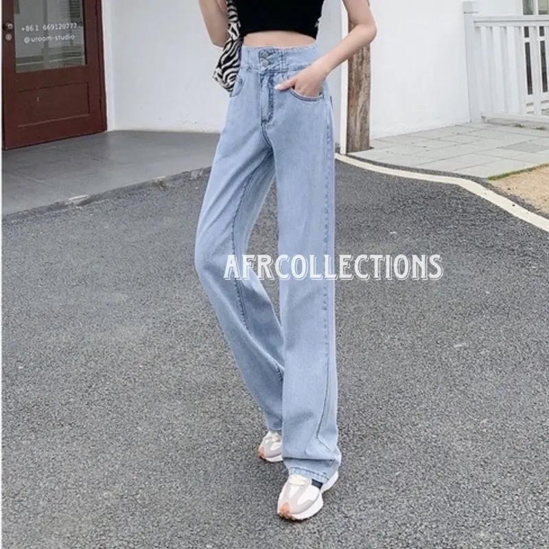 Celana Panjang Highwaist Korean Jeans  Tali Silang Belakang 1