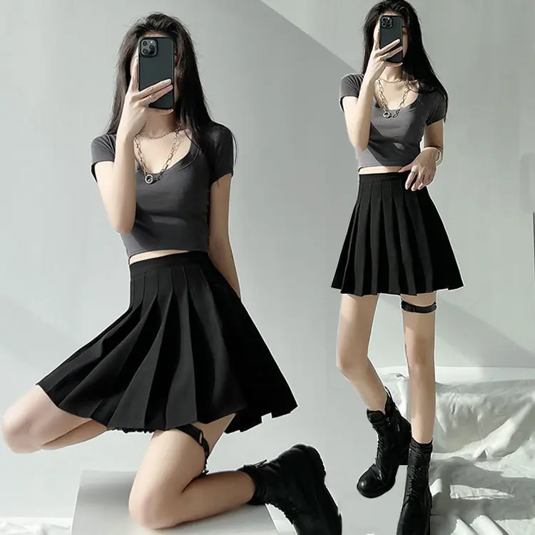 [Two-Piece Set] Spring and Summer Suit after 00 Wear a Complete Set 2024 New Hot Girl Pure Want to Show Slim Pleated Skirt