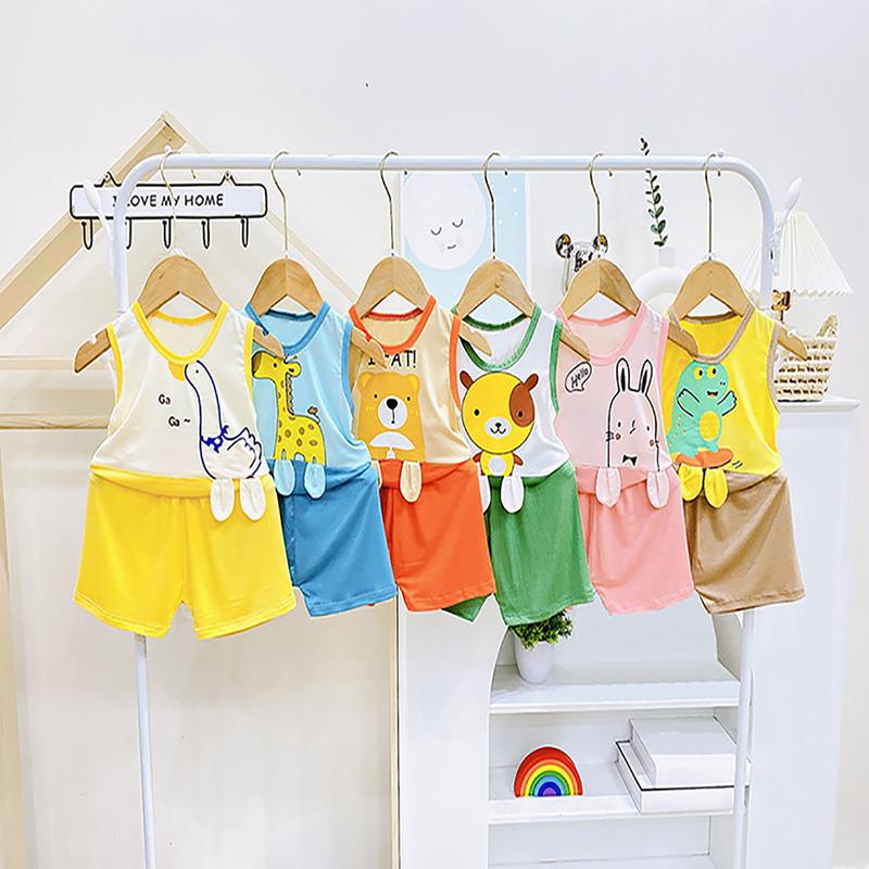 MK499 (6-16KG) Bộ áo ba lỗ quần cộc phối tai in hình chất thun lạnh mỏng mềm, mát cho bé dưới 3 tuổi đầm  thun  lạnh  cho  bé  gái