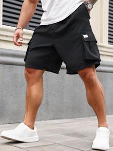 Pantalones cortos cargo de talla grande para hombre con bolsillo con solapa, Pantalones cortos informales con cintura elástica para uso diario al aire libre, Pantalones cortos de talla grande para hombre para todas las temporadas
