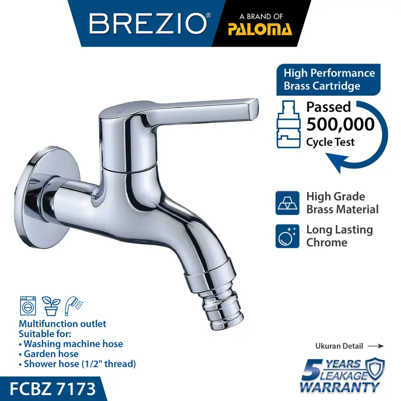 BREZIO Keran Mesin Cuci Selang Taman FCBZ 7273 /  Dinding Tembok Kran Air Black 1